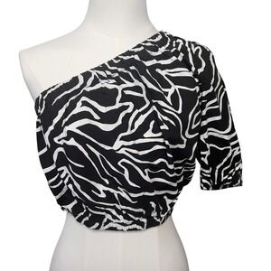 Rails Evy Top Black/White Contour Lines Small Elegant‎  Animal Print MSRP $158
